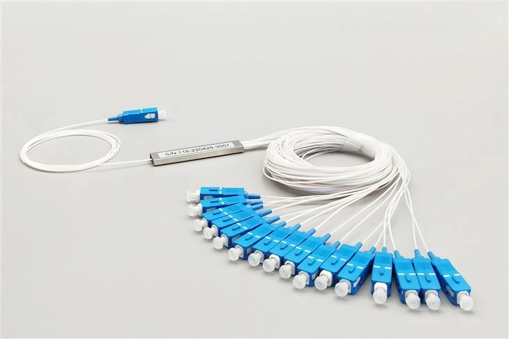 1X16 PLC Fiber Splitter, Stålrör, Bare Fiber 250μm, SC UPC, Singlemode