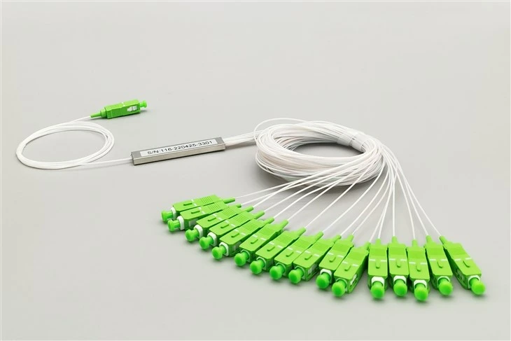 1x16 SC APC Plc Fiber Splitter, Stålrör, Bare Fiber 250µm, Singlemode
